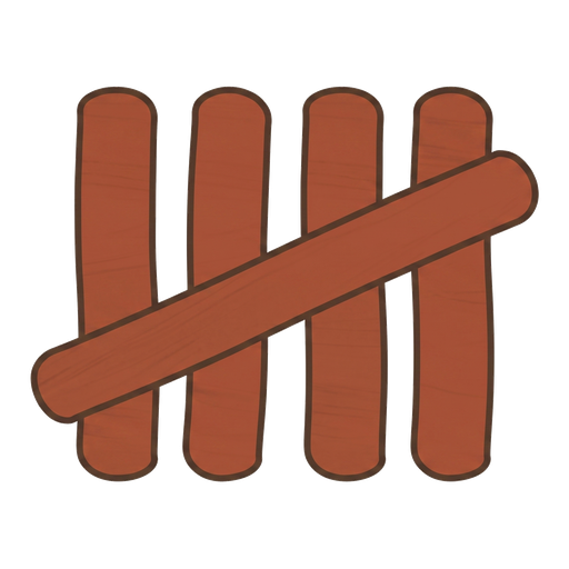 A tally of four marks and a strike-through, the Play Stats icon